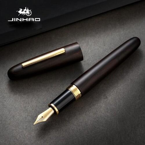 JINHAO 9056 Natural Handmade Wood Fountain Pen Wooden Beautiful Pen Iridium M Nib Fashion Writing Office Ink Pen