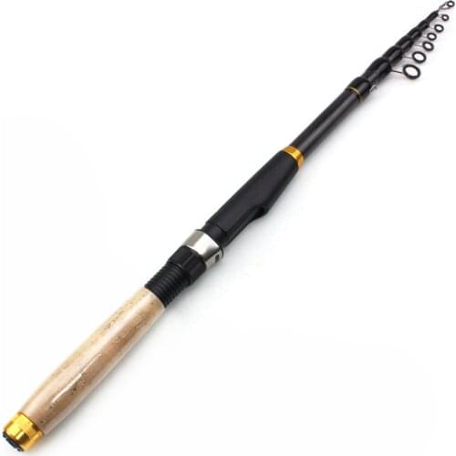 1.8m-3.6m Multifunction Portable fishing rod Carbon wooden handle Spinning Rod carp for Fresh Salt Water fishing fish pole