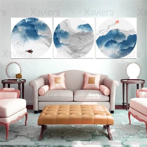 Chinese Ink Landscape Painting Art Cloud Mountain Wall Pictures Decor Poster Canvas Painting Wall Art Home Living Room Murals