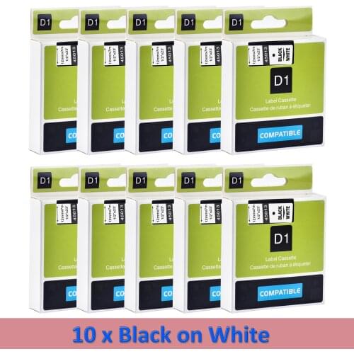 CIDY for Dymo D1 45013 12mm Black on White compatible for DYMO D1 Label Tape 45018 45010 45021 Label Manager Maker 210 450 LM160