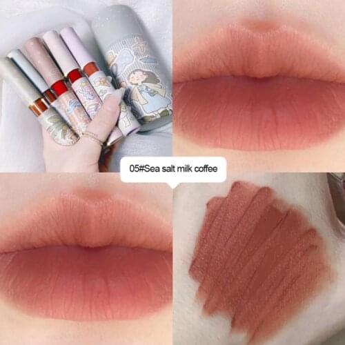 5Pcs/Set Matte Velvet Lip Gloss Lip Tint Cosmetic Liquid Lipstick Waterproof Long Lasting Sexy Girl Red Lip Glaze Makeup TSLM2