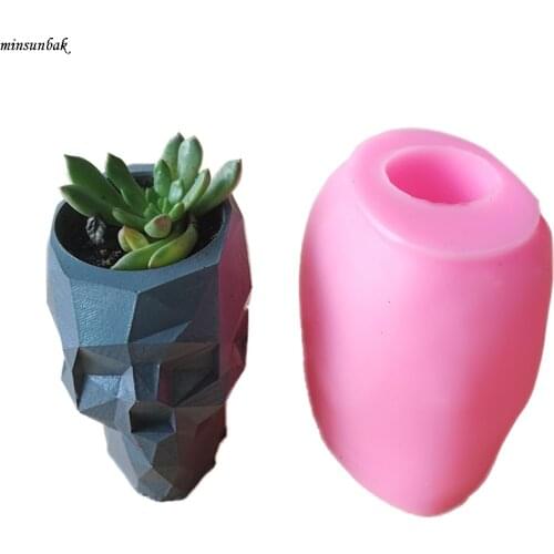 Minsunbak 3d Silicone Mold Skull Geometric Pattern Skull Halloween Candle Mold