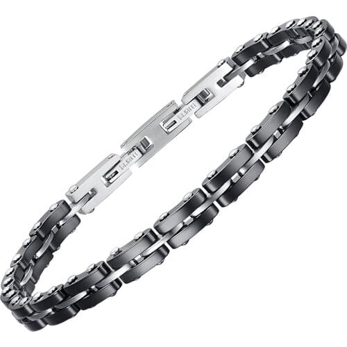 Runda Fashion Ceramic Bracelet Wristband for Men Stainless Steel Jewelry Birthday Gifts