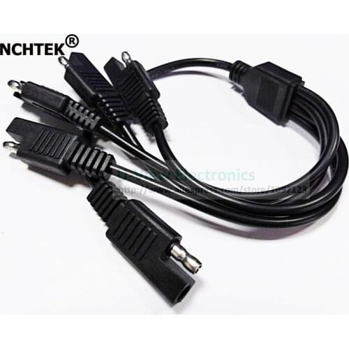 NCHTEK BLACK 1 to 4 SAE Power Extension Cable Adapter Connector 2Pin Quick Connect Disconnect Plug About 35CM/Free Shipping/1PCS