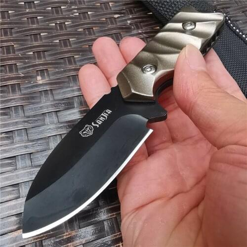 Hunting Fixed Blade Knife 8CR13MOV Stainless Steel Handle Tactical Knife ABS Sheath for Outdoor Survival Camping and EDC