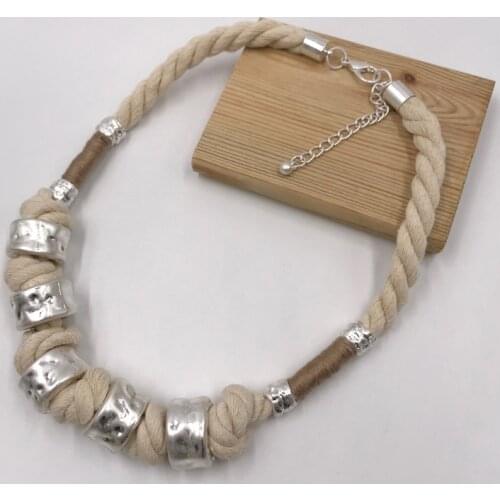 Kara&Kale Boho Fashion Jewelry Earthy Necklace Gothic Natural Cotton Cords Vintage Collares Short Necklace Women Accessories