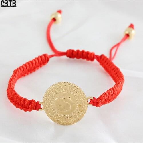 Hand-woven Adjustable Lucky Bracelet Turkish Portrait Coin Bracelet 18K Gold Jewelry Wholesale Handmade Gifts for Women and Men