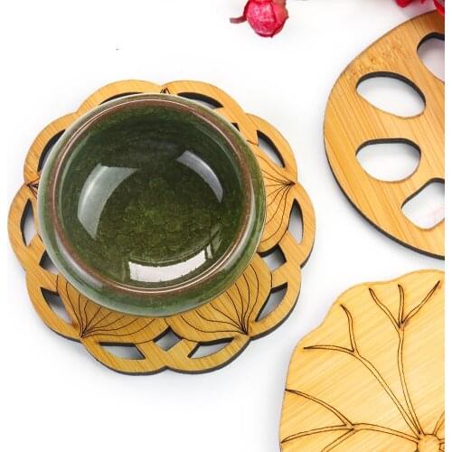 Lotus Leaf Lotus Root Tea Coaster Accessories Bamboo Tea Set Tray Placemat Thickened Heat Insulation Pad Simple Household Items