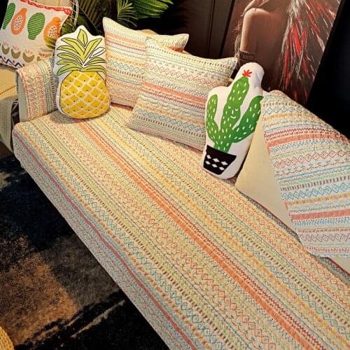 100% Cotton Quilted Sofa Towel Non-slip Couch Covers for Sofa Soft Printing Sofa Covers for Living Room