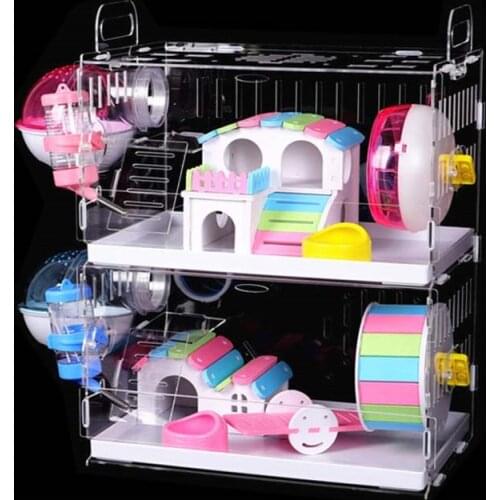 Transparent Acrylic Hamster House Small Pet Cage Oversized Villa Guinea Pig Basic Cage Toy Supplies Package Nest With The Pipe