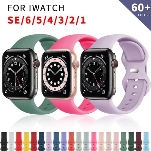 Silicone Sport Band For Apple Watch Series 5 4 3 2 1 6 Se 44mm 40mm Smart Bracelet Rubber Watchband Strap on iWatch 6 38mm 42mm