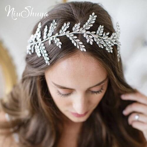 NiuShuya Luxury Handmade Crystal Rhinestone Bridal Headbands Vine Branch Bridal Tiara Floral Hairbands Wedding Hair Accessories