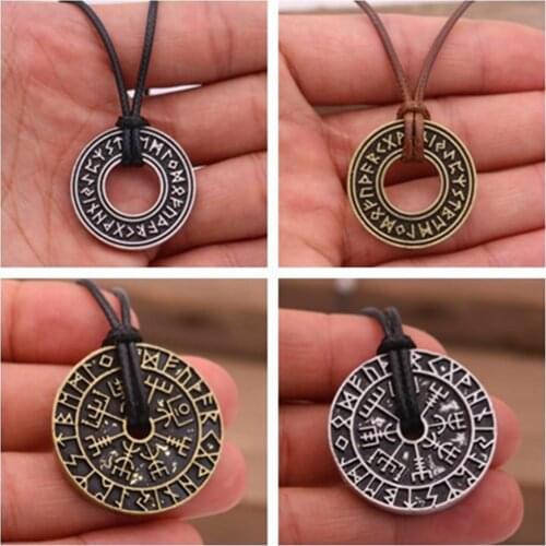 Viking Iceland Vegvisir Helmet Rune Circle Necklace magic mens Amulet Pendant Nordic Viking Rune Valknut Wicca Jewelry wholesal