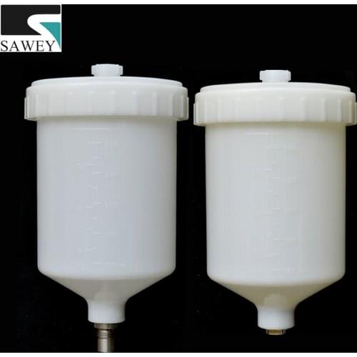 Gravity Feed SAWEY Brand 600ml Plastic Spray Paint Cup Stainless Steel Thread Connector Free Shipping