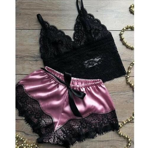 1 Set Hot Womens Lace Sleepwear Lingerie Tops Shorts Babydoll Pajamas Nightwear 2021 New