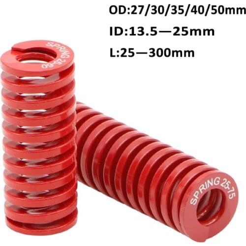 1Pcs Red medium press compression spring Spiral Stamping Compression Die Spring Helical OD 27 30 35 40 50mm ID 13.5-25mm