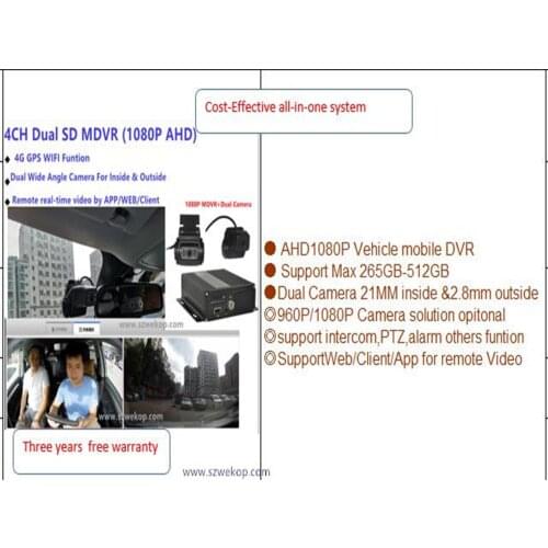 4g gps wifi dual Cam system Mobile Dvr Recorder Kits For Vehicle Bus Taxi online remote Video Playback-cost effective