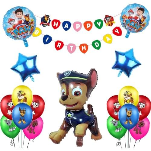Paw Patrol Balloons Chase Marshall Skye Rubble Ballons Happy Birthday Banner Baby Shower Party Decorations Puppy Foil Balloon