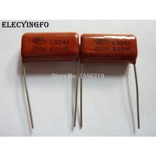 10pcs CBB 824 250V 824J 0.82uF 820nF P20 Metallized Polypropylene Film Capacitor