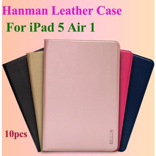 10pcs Hanman Flip Leather Case For iPad 5 Air 1 Business Genuine Leather Wallet Card Slot Case Cover