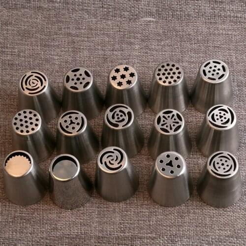 15PCS Russian Piping Tips Cake Pastry Nozzles Cake Decorating Tools DIY Biscuits Cake Pastry Nozzles Tips Decorating Tool