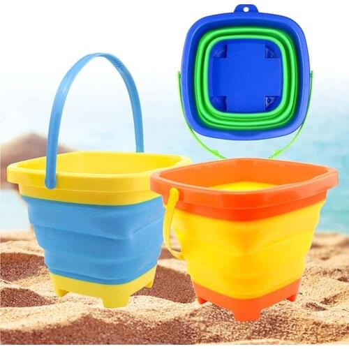 3 Pack 2L Beach Bucket Sand Toy For Kids Foldable Beach Pail Silicone Collapsible Buckets Car Washing Watering Can