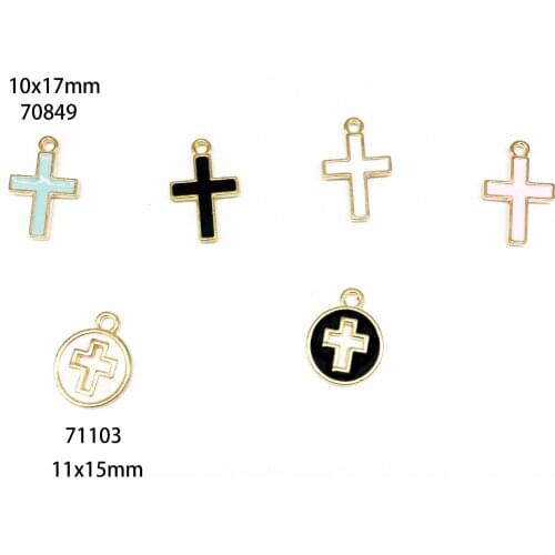 30pcs/lot Candy Color Cross Oil Drop Charms DIY Bracelet Necklace Making Pendant For DIY Handmade Jewelry