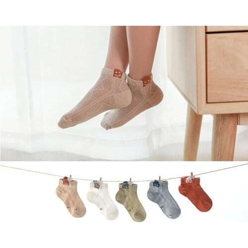 5Pairs/lot Summer Spring Baby Socks Thin Mesh Cotton Kids Socks Lovely Smile Cute Boy Socks
