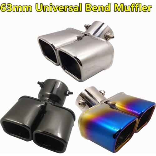 Car-styling 63mm Diameter Stainless Steel Car Exhaust System Tip Pipe Modified Universal Bend Muffler For Ix35 C-orolla Decorate