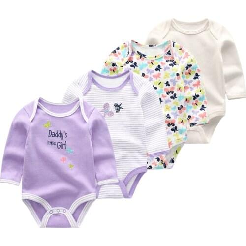 4 pcs/lot long Sleeve Newborn Baby Bodysuit 0-12M kids Clothing Roupas de bebe Baby Boy Girl clothes set