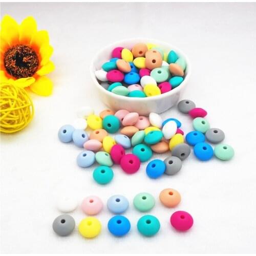 Chenkai 100pcs 12x7mm BPA Free Silicone Lentil Beads DIY Baby Abacus Teether Pendant Pacifier Dummy Jewelry Toy Making Bead