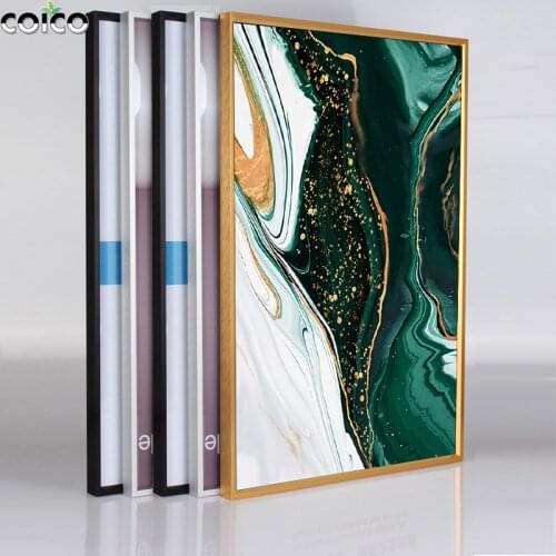 Picture Photo Frame with Marble Texture Poster Green Gold Canvas Print Wall Art Painting Modern Modular Luxury Prints Home Decor