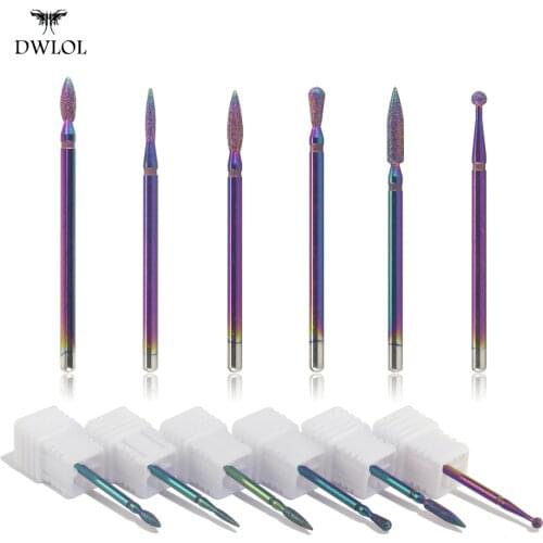 6 shapes Diamond Nail Drill Milling Nail Drill Bits Cuticle Cutter for Manicure Nail Files Electric Milling Burr XC01-XC06