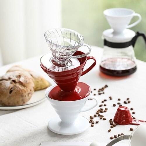 Ceramic Reusable Coffee Drip Filter Cup Heat Resistant V60 Style Coffee Dripper 2/4Cups Separate Stand For Coffee Pot