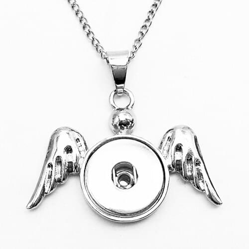 Angel wings snap button jewelry pendant Necklace NX6666 (fit 18mm 20mm snaps)
