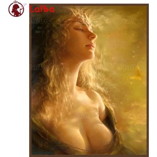 Round Diamond Painting Retro art, sexy woman Full square Rhinestone of Picture Diamond mosaic Home wall decoration