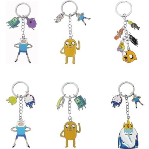 Adventure Time Finn Jake Beemo BMO The Ice King Metal Pendant Figures Jewelry Key Chain Key Ring Cosplay