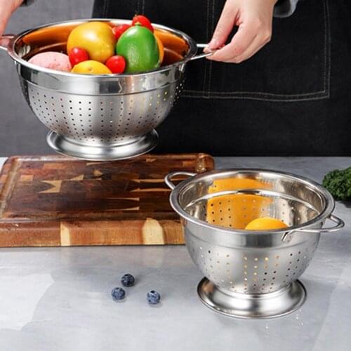 Multipurpose Drain Basket Wear Resistant Stainless Steel Easy Grip Kitchen Washing Strainer Bowl for Fruit