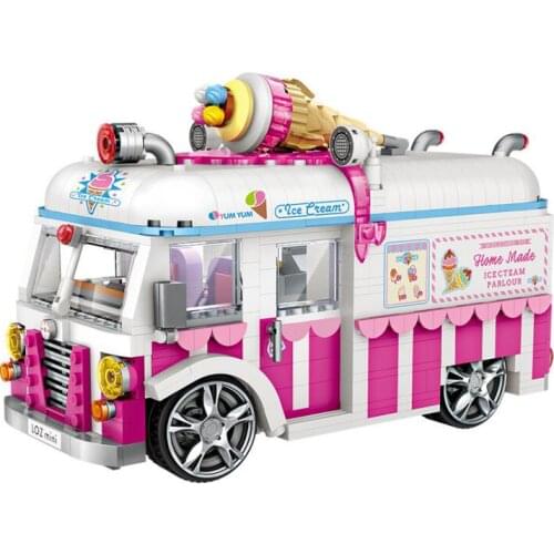 LOZ Mini Blocks Mini City Car Model Ice Cream Truck /HOT DOGS CAR/street selling trucks Building Toys for Children