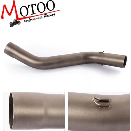Motoo - Motorcycle Exhaust Middle Pipe Round Muffler For Kawasaki ZX6R ZX-6R 2009-2018 link pipe
