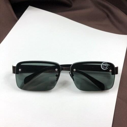 New Half Frame Perforated Business Fashion Sunglasses Mens Square Crystal Glass Sunglasses Crystal Glasses