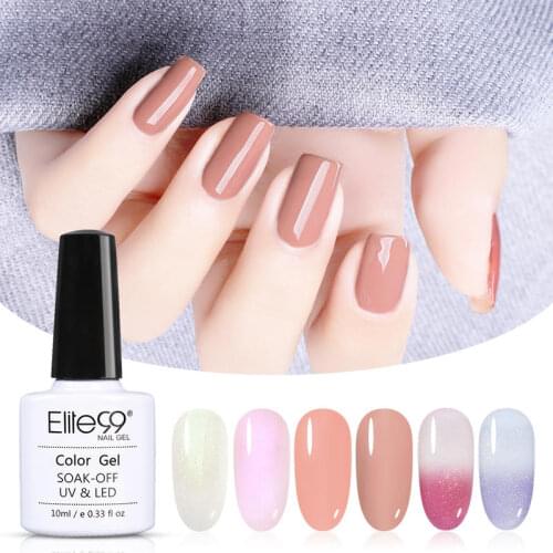Elite99 6 pieces/set Nail Gel Polish Set Kit Soak Off Hybrid Varnishes Temperature Color Changing Glitter Color Nail Gel Set