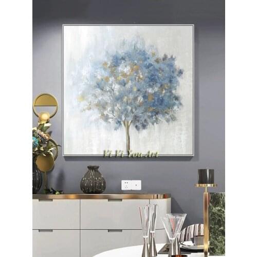 Wall Decorative Painting Posters 100% Hand PainteWall Art Canvas Painting Abstract Golden Tree Pictures for Living Room No Frame