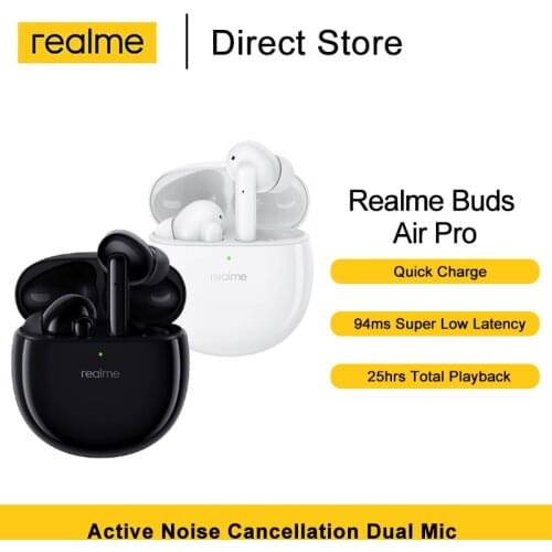 Realme Buds Air Pro Blutooth 5.0 TWS Earphone Dual Mic Active Noise Cancellation 25hrs Total Playback Earbuds