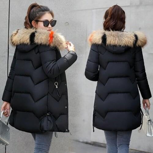 Women Winter Jacket Long Coat Large size Warm Thicken Faux Fur Hooded Coats Parka Female Solid Jacket Hooded Outwear