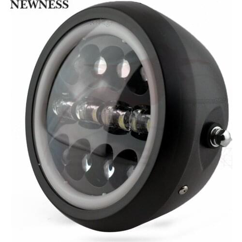 Motorcycle 7.5IN Distance Headlight Retro LED Front Light 12V Fits For Yamaha Suzuki Cafe Racer Bobber Custom