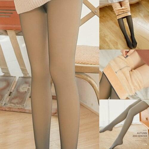 Legs Fake Translucent stockings Warm Fleece Pantyhose Thicken High elasticity Slim Stretchy Winter Outdoor tights ropa mujer A66