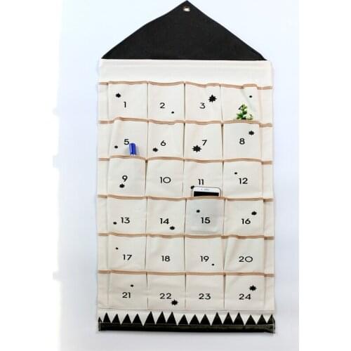 50*100CM Nordic Advent Calendar Pendant House Sack Bags Children Family Christmas Decor Gift Pocket Accessories
