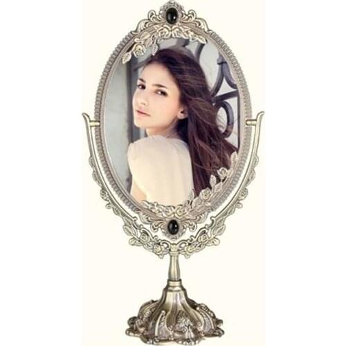 Rotate 360 degrees Table double-sided antique bedroom makeup large desktop vanity European beauty salon mirror princess mirror