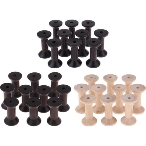 10x Blank Wood Empty Spool Wire Thread Winder Floss Bobbin Cord Coil 3.5x6cm